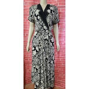 Vintage Carole Little 80's Wrap Cropped Wide leg black Taupe Women's Size M? #C5